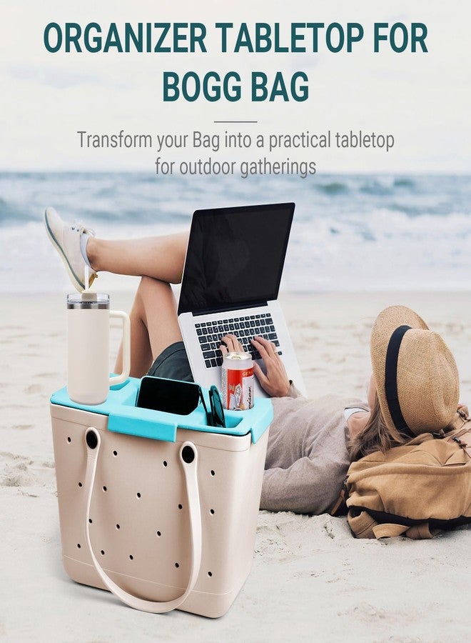 DGLOZE Organizer Tray Top for Bogg Bag - Cup Holder & Storage Lid Compatible with Bogg Bag XL - For Stanley 30oz 40 oz - Outdoor Beach & Travel Tabletop Insert - Easy to Clean (Sky Blue) - Image 2